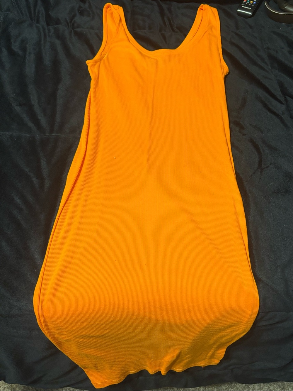 Ambiance Vivid Orange Ribbed Tank Dress